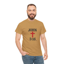 Load image into Gallery viewer, Faith-Inspired John 3:16 Unisex Heavy Cotton Tee - John 3:16, Christian Gift, Spiritual Apparel, Religious Tee, Unique Church Shirt