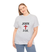 Load image into Gallery viewer, Faith-Inspired John 3:16 Unisex Heavy Cotton Tee - John 3:16, Christian Gift, Spiritual Apparel, Religious Tee, Unique Church Shirt