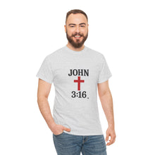 Load image into Gallery viewer, Faith-Inspired John 3:16 Unisex Heavy Cotton Tee - John 3:16, Christian Gift, Spiritual Apparel, Religious Tee, Unique Church Shirt