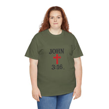 Load image into Gallery viewer, Faith-Inspired John 3:16 Unisex Heavy Cotton Tee - John 3:16, Christian Gift, Spiritual Apparel, Religious Tee, Unique Church Shirt