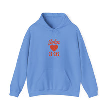 Load image into Gallery viewer, Faith-Inspired Unisex Hoodie with John 3:16 Design, Cozy Christian Apparel, Gift for Believers, Church Outing, Religious Fashion