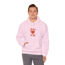 Load image into Gallery viewer, Faith-Inspired Unisex Hoodie with John 3:16 Design, Cozy Christian Apparel, Gift for Believers, Church Outing, Religious Fashion