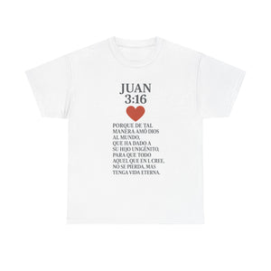 Faith-Inspired Unisex Tee: Juan 3:16 Design, Christian Apparel, Inspirational Gift, Casual Wear, Everyday Comfort, Religious Tees