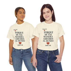 John 3:16 Spanish Unisex T-shirt, a reminder of eternal love.