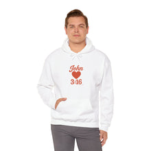 Load image into Gallery viewer, Faith-Inspired Unisex Hoodie with John 3:16 Design, Cozy Christian Apparel, Gift for Believers, Church Outing, Religious Fashion