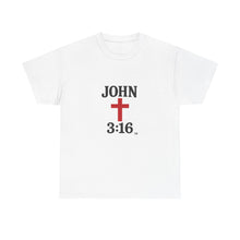 Load image into Gallery viewer, Faith-Inspired John 3:16 Unisex Heavy Cotton Tee - John 3:16, Christian Gift, Spiritual Apparel, Religious Tee, Unique Church Shirt