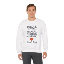 Load image into Gallery viewer, Spanish Faith-Inspired Unisex Crewneck Sweatshirt with Bible Verse, Inspirational Gift, Christian Apparel, Cozy Casual Wear, Religious Holiday Gift