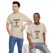 Load image into Gallery viewer, Faith-Inspired John 3:16 Unisex Heavy Cotton Tee - John 3:16, Christian Gift, Spiritual Apparel, Religious Tee, Unique Church Shirt