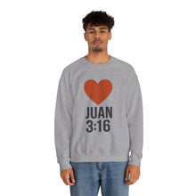 Load image into Gallery viewer, Spanish Juan 3:16 Heartfelt Faith Crewneck Sweatshirt - Unisex Christian Gift, Inspirational Apparel, Bible Verse Clothing, Religious Sweatshirt