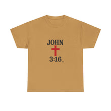 Load image into Gallery viewer, Faith-Inspired John 3:16 Unisex Heavy Cotton Tee - John 3:16, Christian Gift, Spiritual Apparel, Religious Tee, Unique Church Shirt
