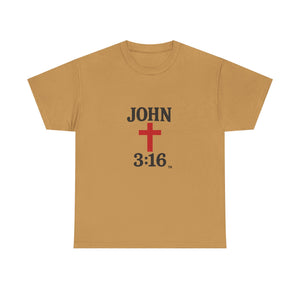 Faith-Inspired John 3:16 Unisex Heavy Cotton Tee - John 3:16, Christian Gift, Spiritual Apparel, Religious Tee, Unique Church Shirt