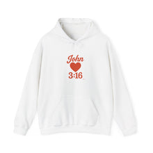 Load image into Gallery viewer, Faith-Inspired Unisex Hoodie with John 3:16 Design, Cozy Christian Apparel, Gift for Believers, Church Outing, Religious Fashion