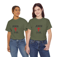 Load image into Gallery viewer, Faith-Inspired John 3:16 Unisex Heavy Cotton Tee - John 3:16, Christian Gift, Spiritual Apparel, Religious Tee, Unique Church Shirt