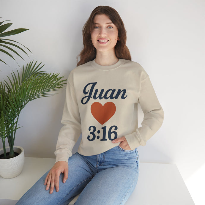 Spanish Personalized John 3:16 Unisex Crewneck Sweatshirt, Customizable Gift for Him or Her, Meaningful Everyday Wear, Comfort Apparel