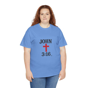 Faith-Inspired John 3:16 Unisex Heavy Cotton Tee - John 3:16, Christian Gift, Spiritual Apparel, Religious Tee, Unique Church Shirt