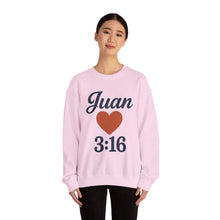 Load image into Gallery viewer, Spanish Personalized John 3:16 Unisex Crewneck Sweatshirt, Customizable Gift for Him or Her, Meaningful Everyday Wear, Comfort Apparel