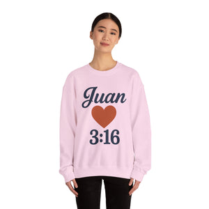 Spanish Personalized John 3:16 Unisex Crewneck Sweatshirt, Customizable Gift for Him or Her, Meaningful Everyday Wear, Comfort Apparel