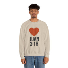 Load image into Gallery viewer, Spanish Juan 3:16 Heartfelt Faith Crewneck Sweatshirt - Unisex Christian Gift, Inspirational Apparel, Bible Verse Clothing, Religious Sweatshirt