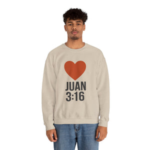 Spanish Juan 3:16 Heartfelt Faith Crewneck Sweatshirt - Unisex Christian Gift, Inspirational Apparel, Bible Verse Clothing, Religious Sweatshirt