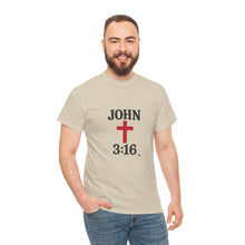 Load image into Gallery viewer, Faith-Inspired John 3:16 Unisex Heavy Cotton Tee - John 3:16, Christian Gift, Spiritual Apparel, Religious Tee, Unique Church Shirt