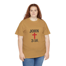 Load image into Gallery viewer, Faith-Inspired John 3:16 Unisex Heavy Cotton Tee - John 3:16, Christian Gift, Spiritual Apparel, Religious Tee, Unique Church Shirt
