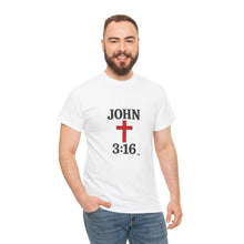 Load image into Gallery viewer, Faith-Inspired John 3:16 Unisex Heavy Cotton Tee - John 3:16, Christian Gift, Spiritual Apparel, Religious Tee, Unique Church Shirt