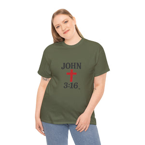 Faith-Inspired John 3:16 Unisex Heavy Cotton Tee - John 3:16, Christian Gift, Spiritual Apparel, Religious Tee, Unique Church Shirt