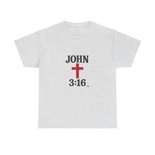 Load image into Gallery viewer, Faith-Inspired John 3:16 Unisex Heavy Cotton Tee - John 3:16, Christian Gift, Spiritual Apparel, Religious Tee, Unique Church Shirt