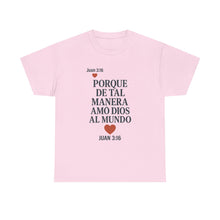 Load image into Gallery viewer, John 3:16 Spanish Unisex T-shirt, a reminder of eternal love.