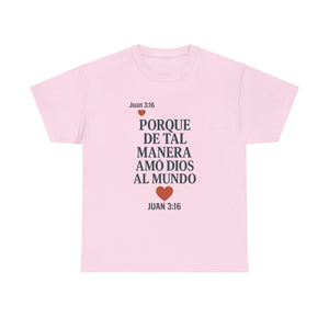 John 3:16 Spanish Unisex T-shirt, a reminder of eternal love.