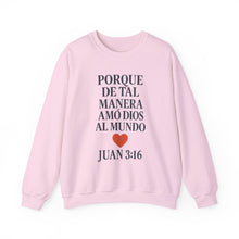 Load image into Gallery viewer, Spanish Faith-Inspired Unisex Crewneck Sweatshirt with Bible Verse, Inspirational Gift, Christian Apparel, Cozy Casual Wear, Religious Holiday Gift