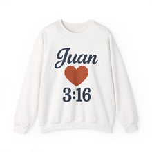 Load image into Gallery viewer, Spanish Personalized John 3:16 Unisex Crewneck Sweatshirt, Customizable Gift for Him or Her, Meaningful Everyday Wear, Comfort Apparel