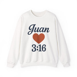 Spanish Personalized John 3:16 Unisex Crewneck Sweatshirt, Customizable Gift for Him or Her, Meaningful Everyday Wear, Comfort Apparel