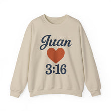 Load image into Gallery viewer, Spanish Personalized John 3:16 Unisex Crewneck Sweatshirt, Customizable Gift for Him or Her, Meaningful Everyday Wear, Comfort Apparel