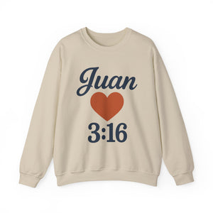 Spanish Personalized John 3:16 Unisex Crewneck Sweatshirt, Customizable Gift for Him or Her, Meaningful Everyday Wear, Comfort Apparel