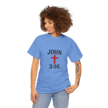 Load image into Gallery viewer, Faith-Inspired John 3:16 Unisex Heavy Cotton Tee - John 3:16, Christian Gift, Spiritual Apparel, Religious Tee, Unique Church Shirt