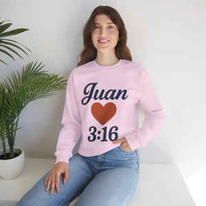 Spanish Personalized John 3:16 Unisex Crewneck Sweatshirt, Customizable Gift for Him or Her, Meaningful Everyday Wear, Comfort Apparel