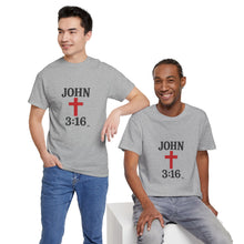 Load image into Gallery viewer, Faith-Inspired John 3:16 Unisex Heavy Cotton Tee - John 3:16, Christian Gift, Spiritual Apparel, Religious Tee, Unique Church Shirt