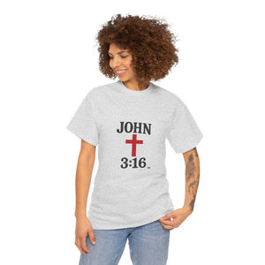 Faith-Inspired John 3:16 Unisex Heavy Cotton Tee - John 3:16, Christian Gift, Spiritual Apparel, Religious Tee, Unique Church Shirt