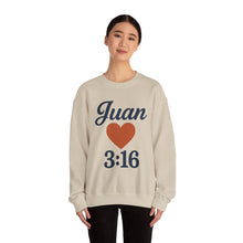 Load image into Gallery viewer, Spanish Personalized John 3:16 Unisex Crewneck Sweatshirt, Customizable Gift for Him or Her, Meaningful Everyday Wear, Comfort Apparel