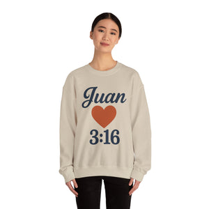 Spanish Personalized John 3:16 Unisex Crewneck Sweatshirt, Customizable Gift for Him or Her, Meaningful Everyday Wear, Comfort Apparel