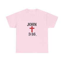 Load image into Gallery viewer, Faith-Inspired John 3:16 Unisex Heavy Cotton Tee - John 3:16, Christian Gift, Spiritual Apparel, Religious Tee, Unique Church Shirt
