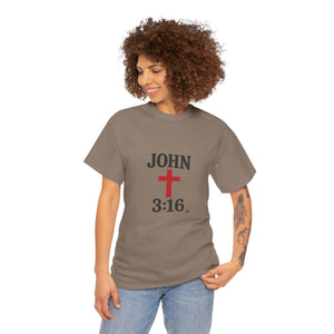 Faith-Inspired John 3:16 Unisex Heavy Cotton Tee - John 3:16, Christian Gift, Spiritual Apparel, Religious Tee, Unique Church Shirt