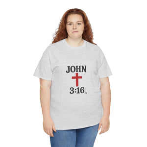 Faith-Inspired John 3:16 Unisex Heavy Cotton Tee - John 3:16, Christian Gift, Spiritual Apparel, Religious Tee, Unique Church Shirt