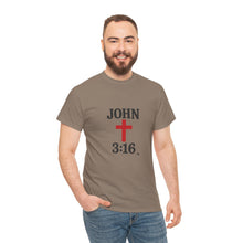 Load image into Gallery viewer, Faith-Inspired John 3:16 Unisex Heavy Cotton Tee - John 3:16, Christian Gift, Spiritual Apparel, Religious Tee, Unique Church Shirt