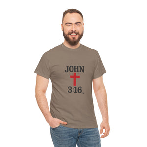 Faith-Inspired John 3:16 Unisex Heavy Cotton Tee - John 3:16, Christian Gift, Spiritual Apparel, Religious Tee, Unique Church Shirt