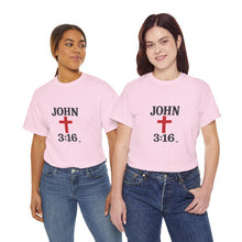 Load image into Gallery viewer, Faith-Inspired John 3:16 Unisex Heavy Cotton Tee - John 3:16, Christian Gift, Spiritual Apparel, Religious Tee, Unique Church Shirt