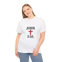 Load image into Gallery viewer, Faith-Inspired John 3:16 Unisex Heavy Cotton Tee - John 3:16, Christian Gift, Spiritual Apparel, Religious Tee, Unique Church Shirt