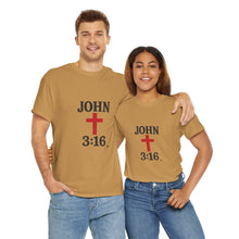 Load image into Gallery viewer, Faith-Inspired John 3:16 Unisex Heavy Cotton Tee - John 3:16, Christian Gift, Spiritual Apparel, Religious Tee, Unique Church Shirt