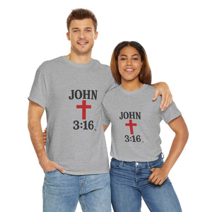 Faith-Inspired John 3:16 Unisex Heavy Cotton Tee - John 3:16, Christian Gift, Spiritual Apparel, Religious Tee, Unique Church Shirt